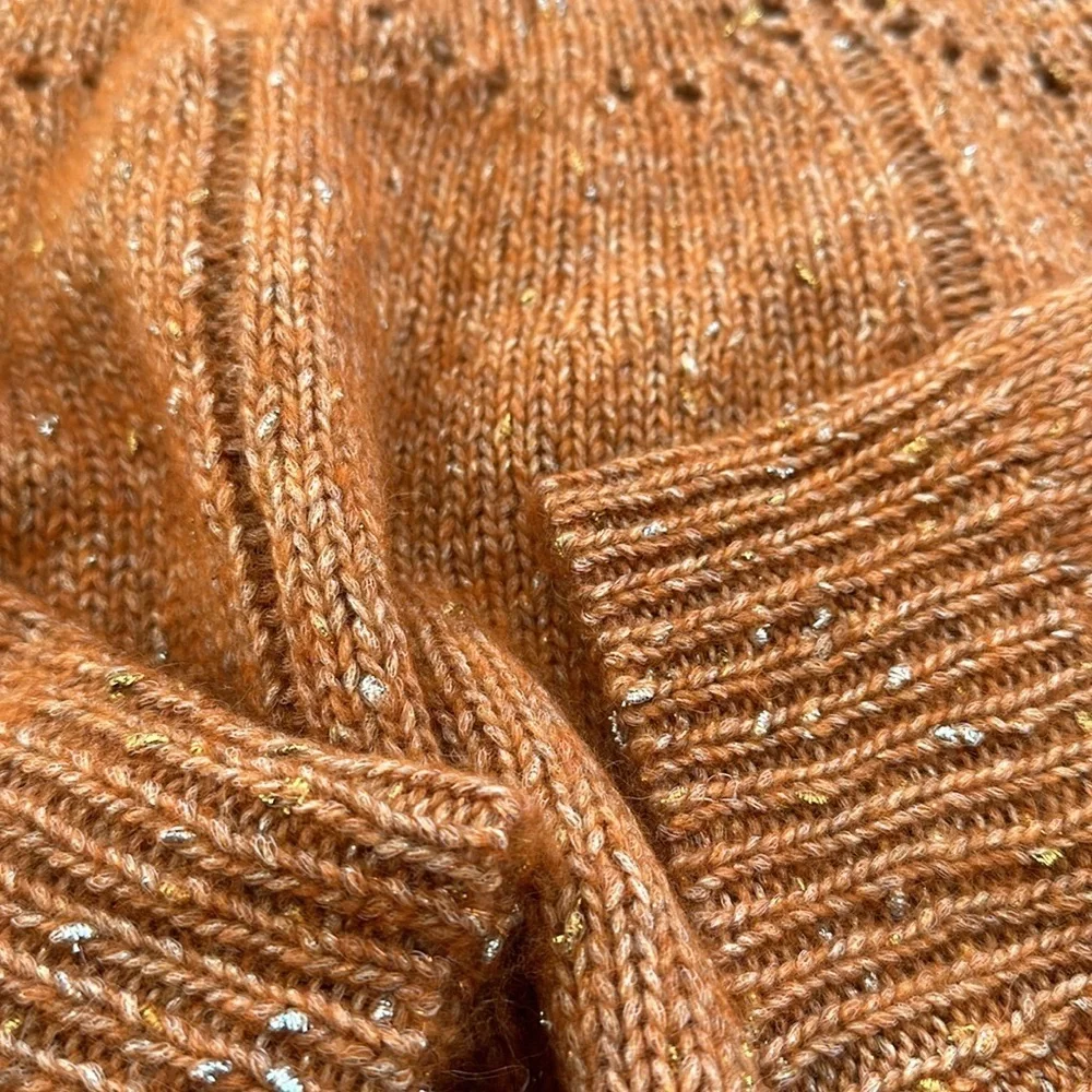 NWOT Roberta Roller Rabbit Velma alpaca wool orange rust SPECK sweater eyelet
